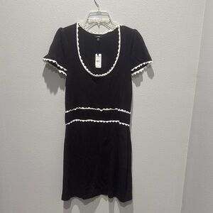 Express Black Knit Top with White Trim